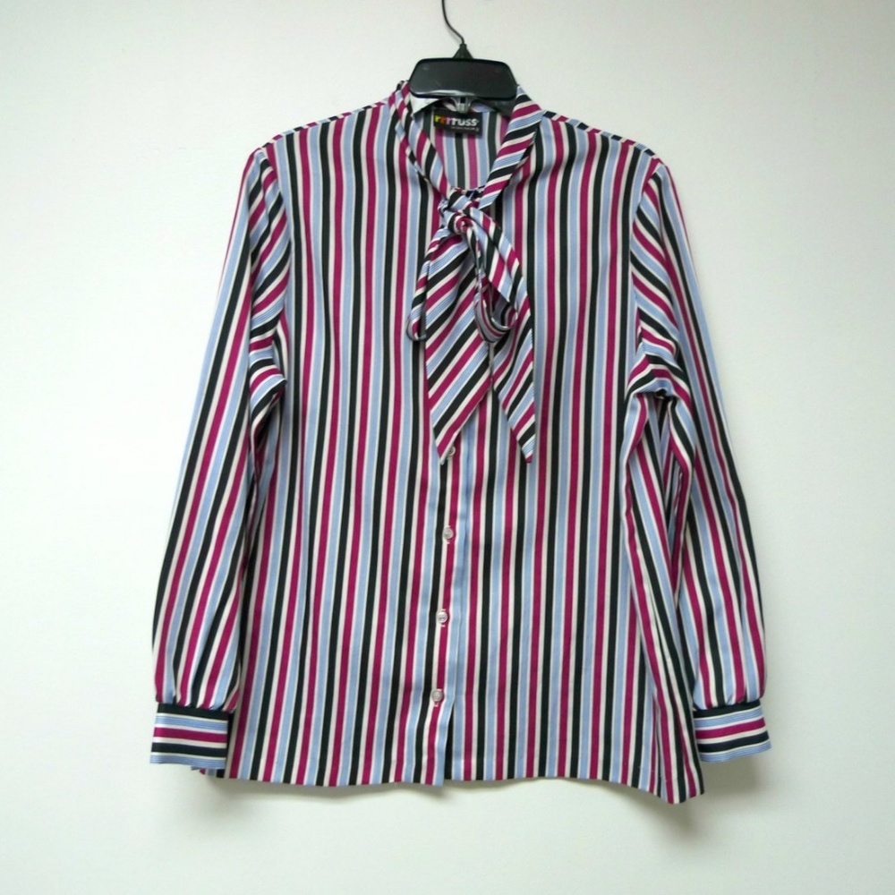 rrrruss striped pussy bow blouse